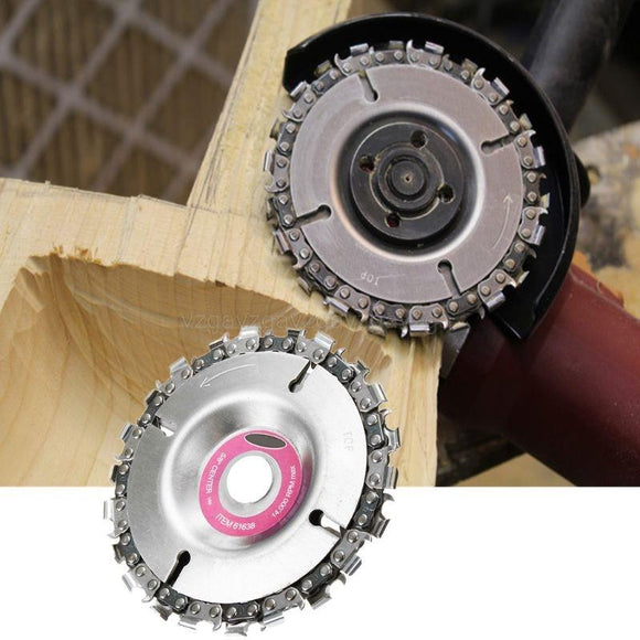 4 inch, 22 link chainsaw cutting disk for 4 1/2 inch, 5/8 arbor angle grinder.